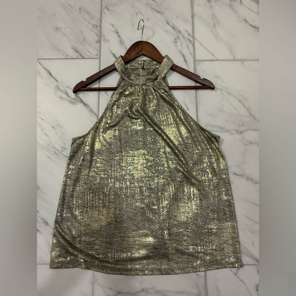Sunday in Brooklyn Metallic Gold Halter Camisole